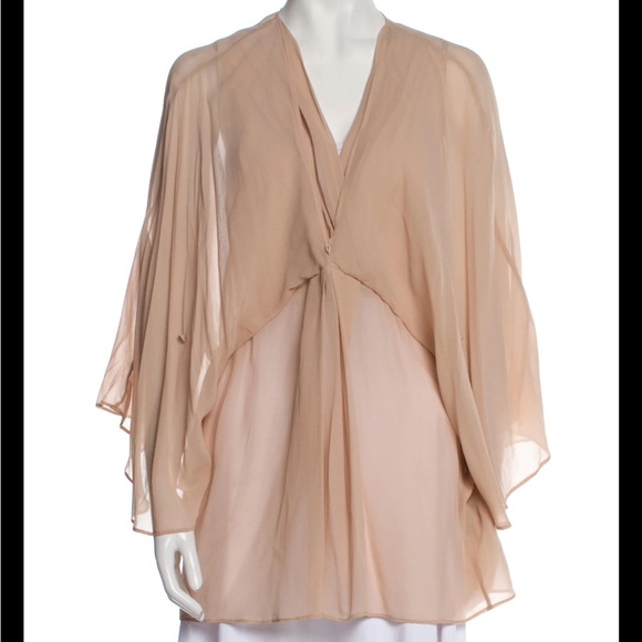 Alice + Olivia Ruffled Layered Lightweight Pink Plus 100 % Silk Blouse Size M - Picture 1 of 13
